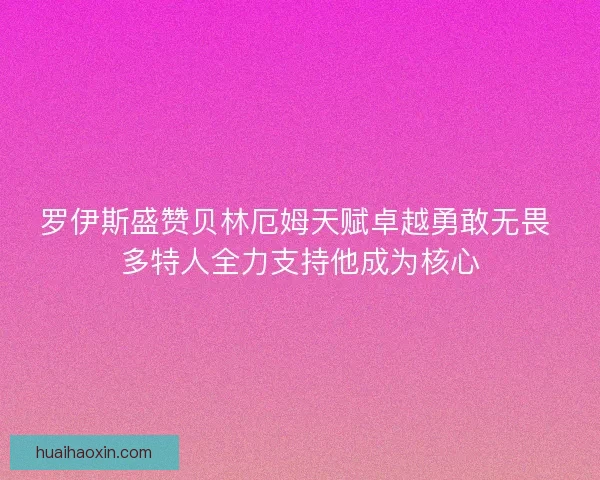 罗伊斯盛赞贝林厄姆天赋卓越勇敢无畏 多特人全力支持他成为核心 罗伊斯盛赞贝林厄姆天赋卓越勇敢无畏 多特人全力支持他成为核心